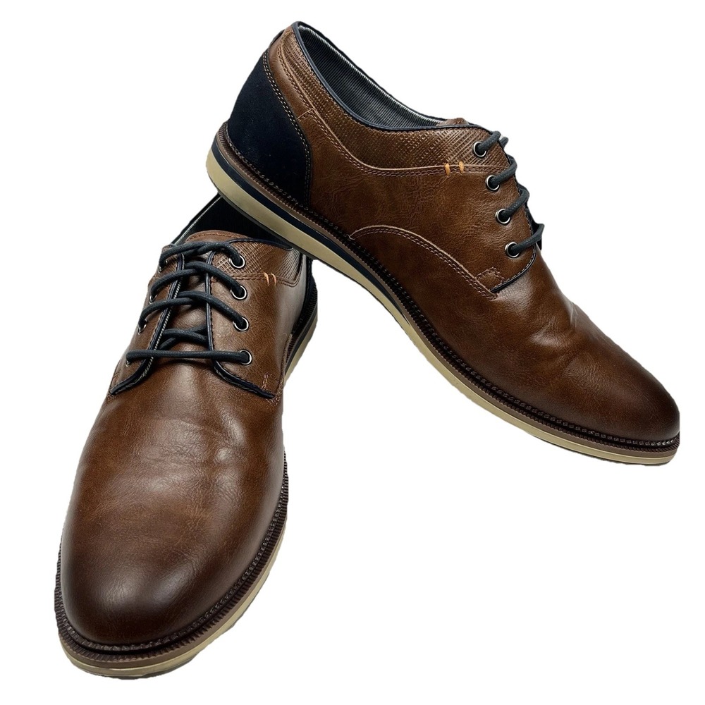 Sonoma Mens Dress‎ Shoes Ortholite Eco Sz 11.5 Brown Navy Preppy College Classic
